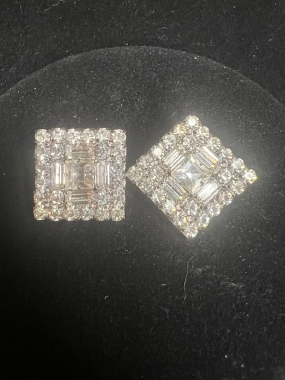 Vintage WEISS Swarovski Crystal Clip Earrings - 1950's Demi Parure